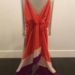 Bright, summery coral high low dress